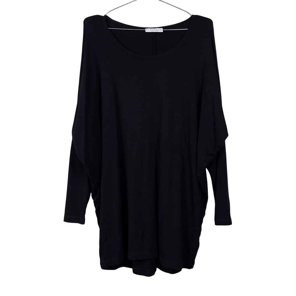 Bryn Walker Jersey Tunic Top Dolman Sleeve XS Black Lagenlook Stretch USA Made